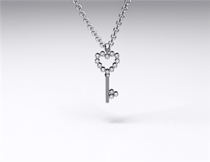 14k White Gold Diamond Heart-Shaped Key Pendant (0.10ctw)